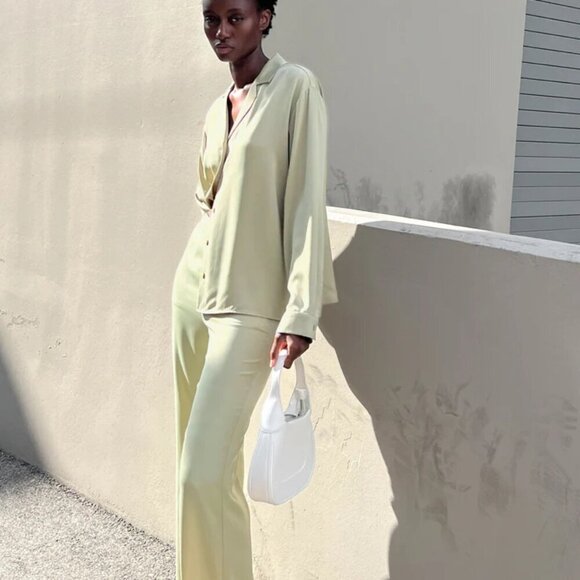 Oak & Fort Straight Satin Pant - Picture 2 of 7